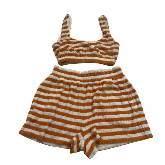Sincerely Jules for Bandier Fern Bralette & Shorts in Orange White - Picture 1 of 5
